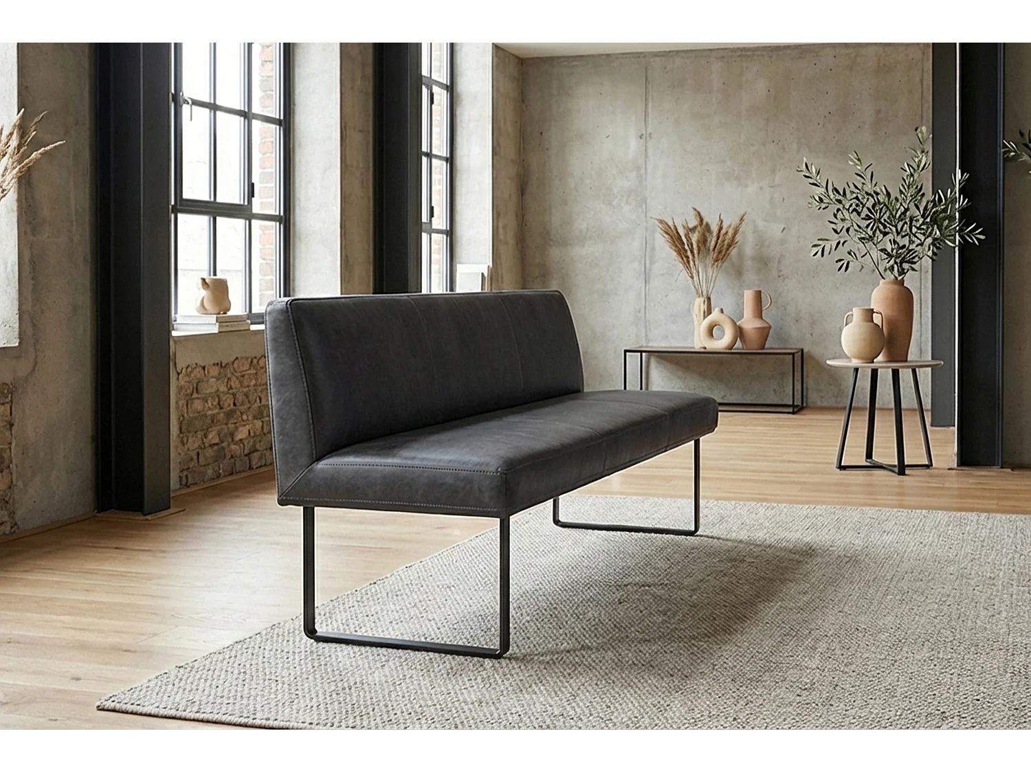 Polsterbank - Schwarz Leder - ELEEN