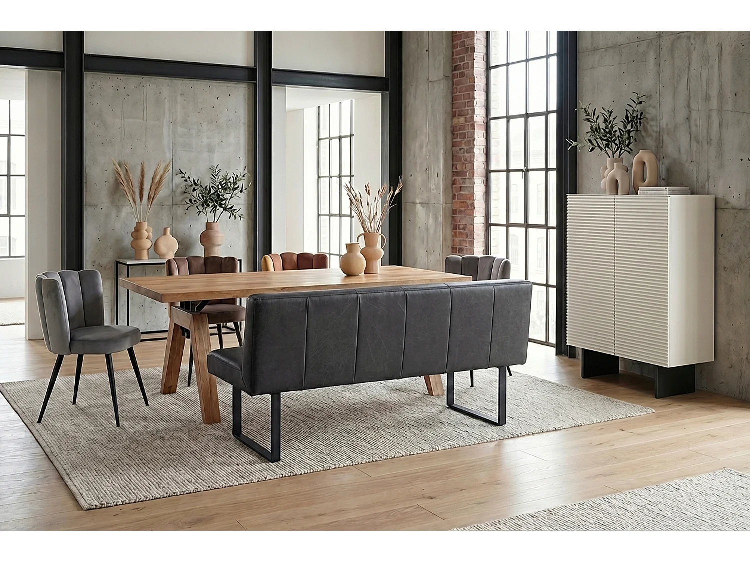 Polsterbank - Schwarz Leder - ELEEN