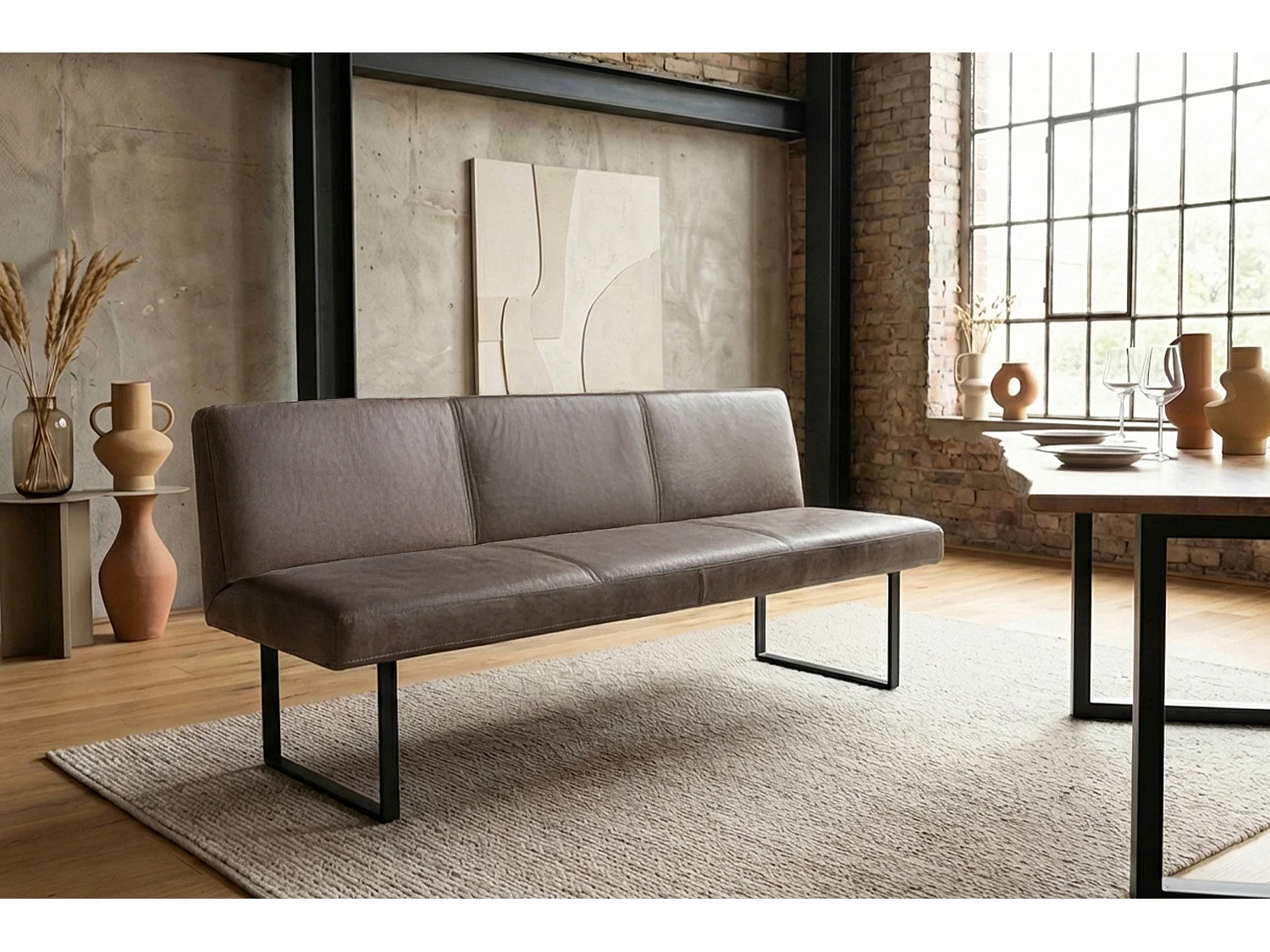 Polsterbank - Dunkelbraun Leder - ELEEN