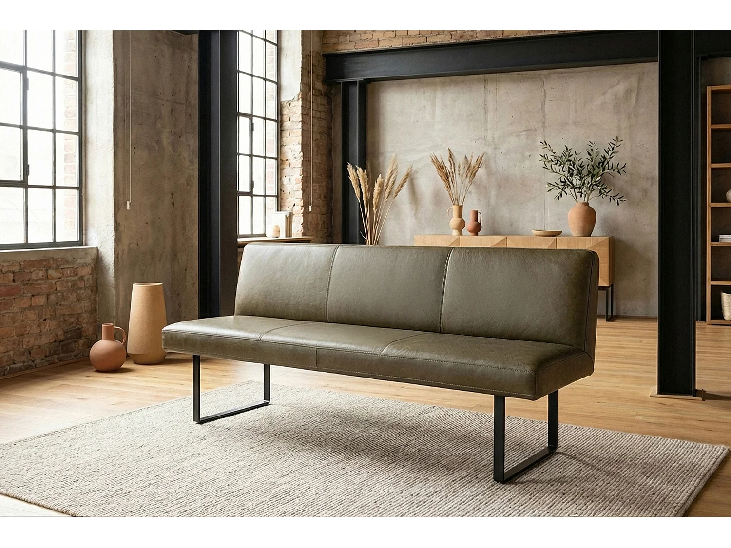 Polsterbank - Grün Leder - ELEEN