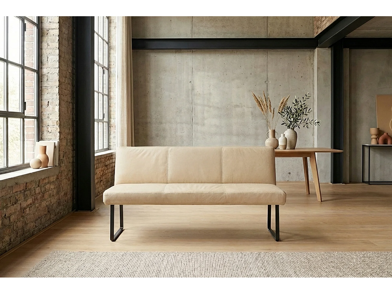 Polsterbank - Beige Leder - ELEEN