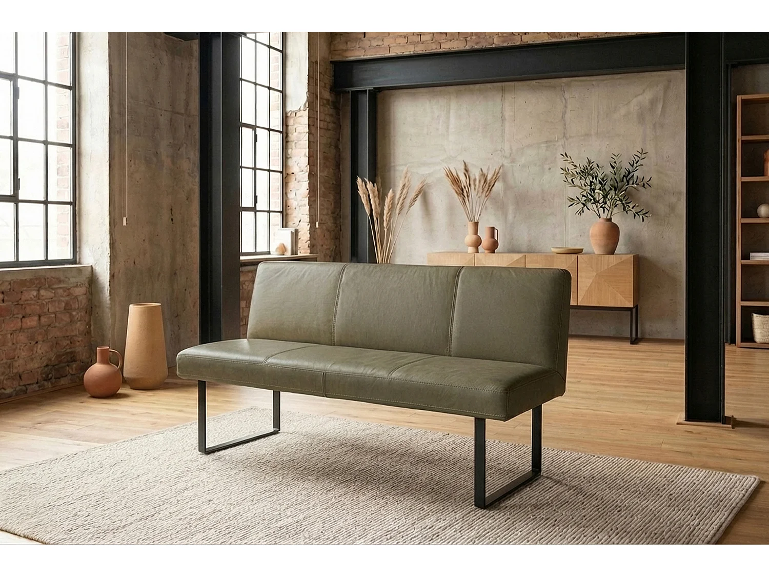 Polsterbank - Grün Leder - ELEEN