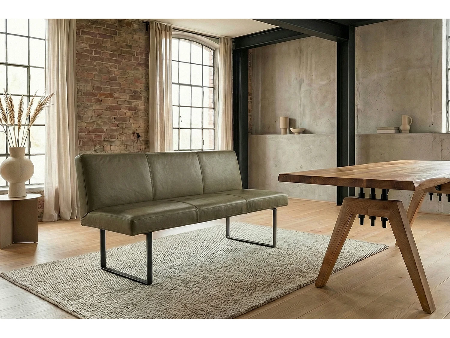 Polsterbank - Grün Leder - ELEEN