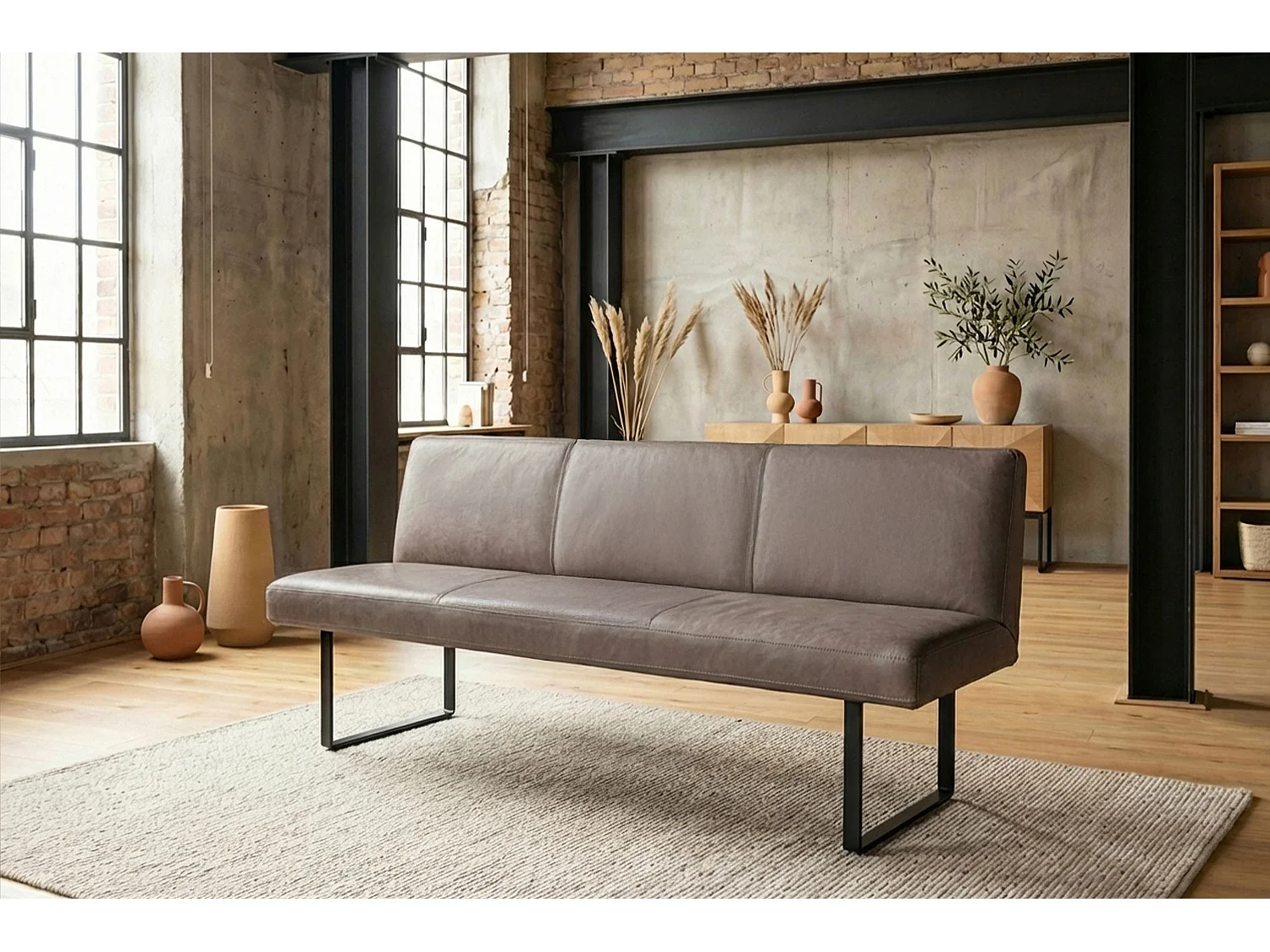 Polsterbank - Dunkelbraun Leder - ELEEN