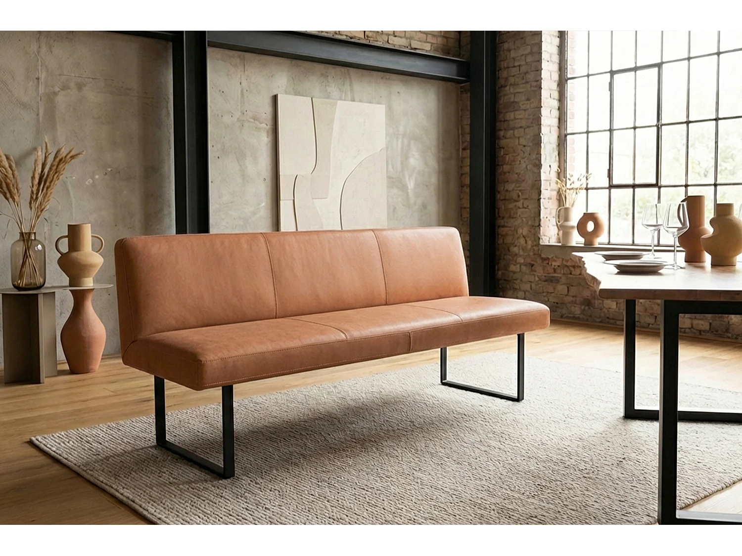 Polsterbank - Braun Leder - ELEEN