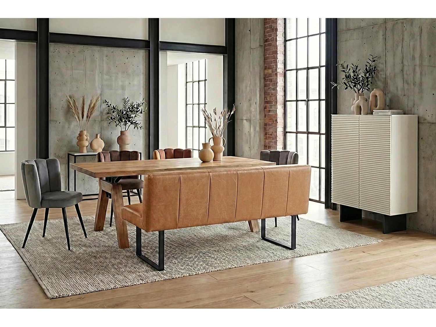 Polsterbank - Braun Leder - ELEEN