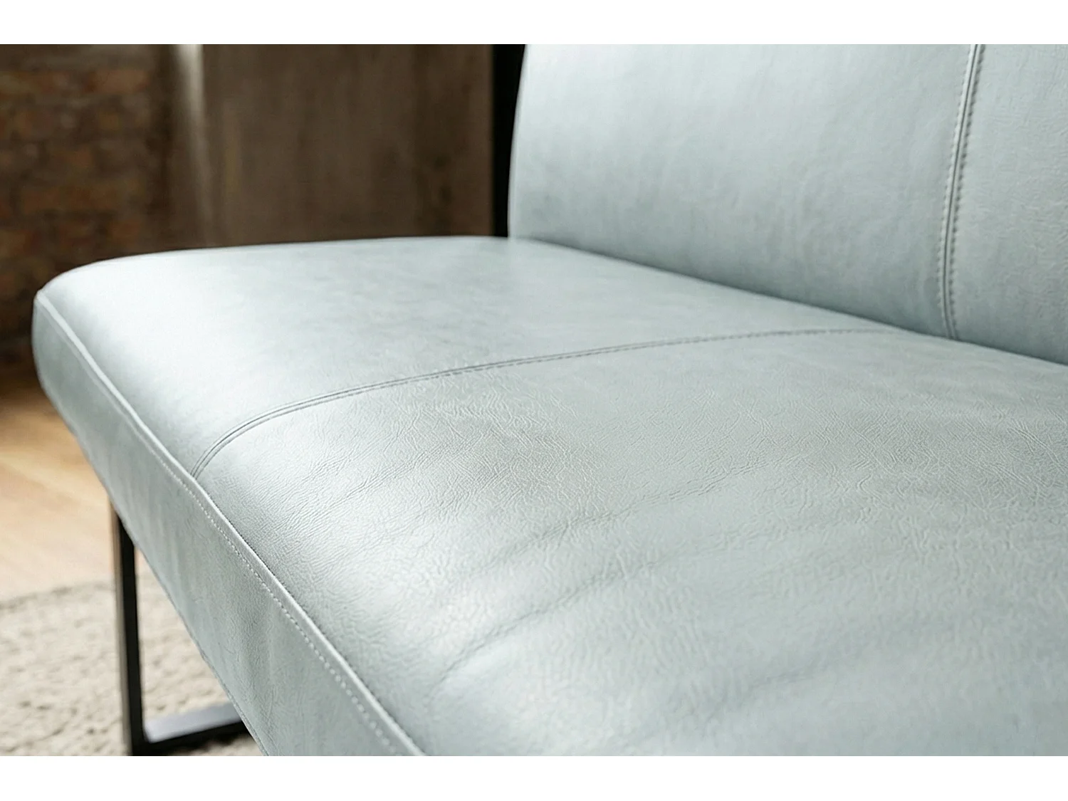 Polsterbank - Hellblau Leder - ELEEN