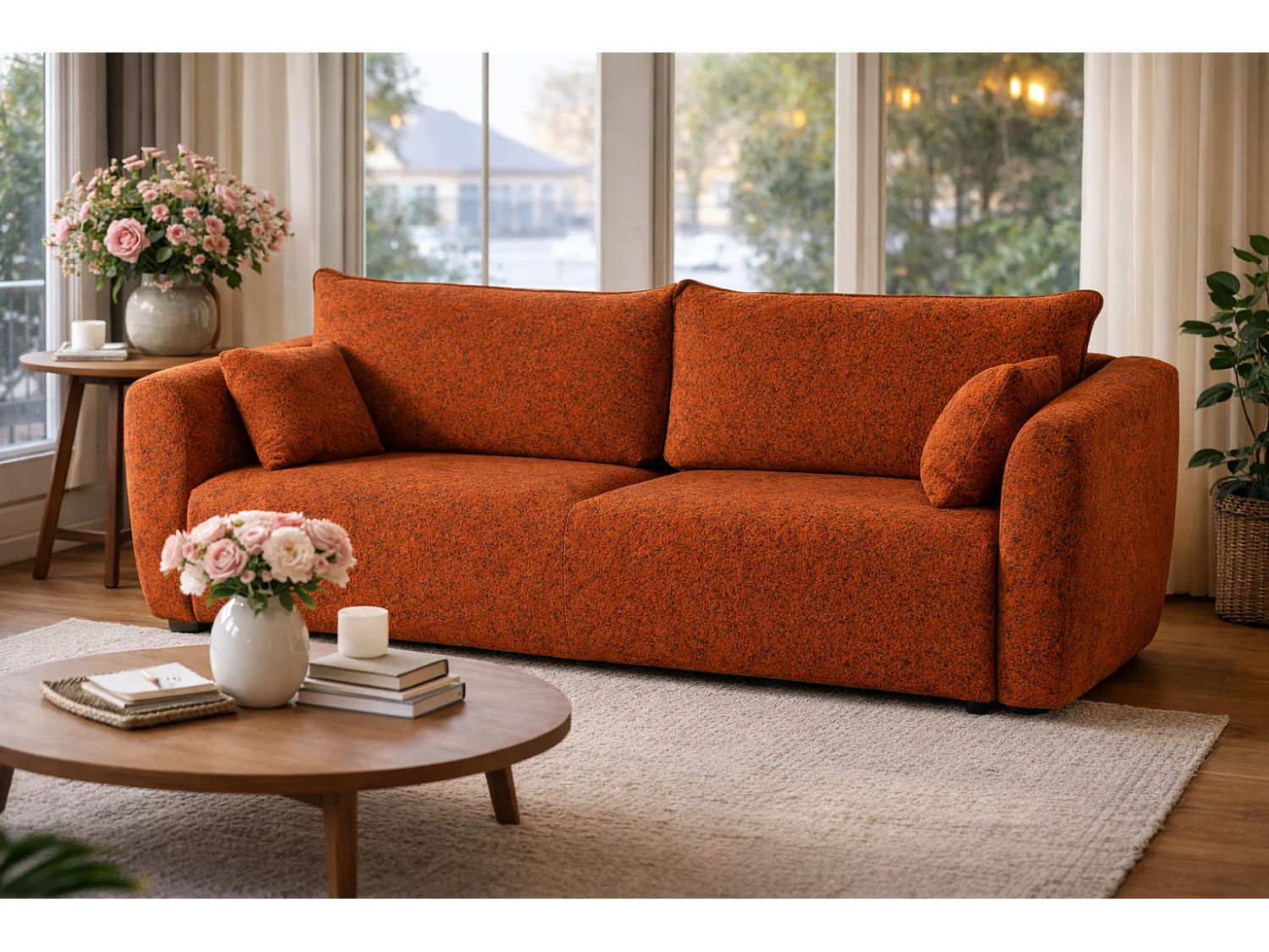 Canapé Santi avec fonction couchage et coffre – canapé moderne et confortable pour le salon