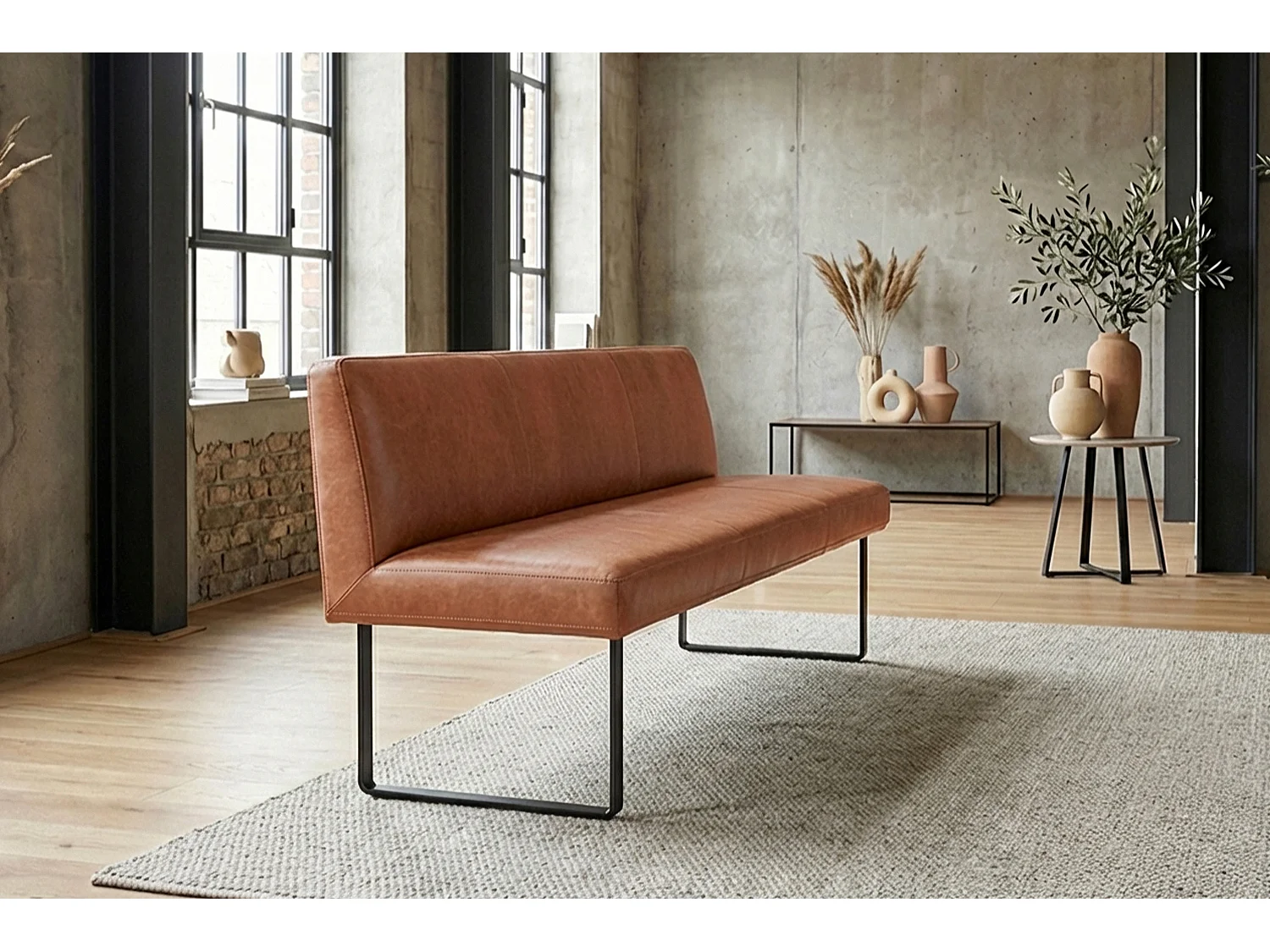 Polsterbank - Braun Leder - ELEEN