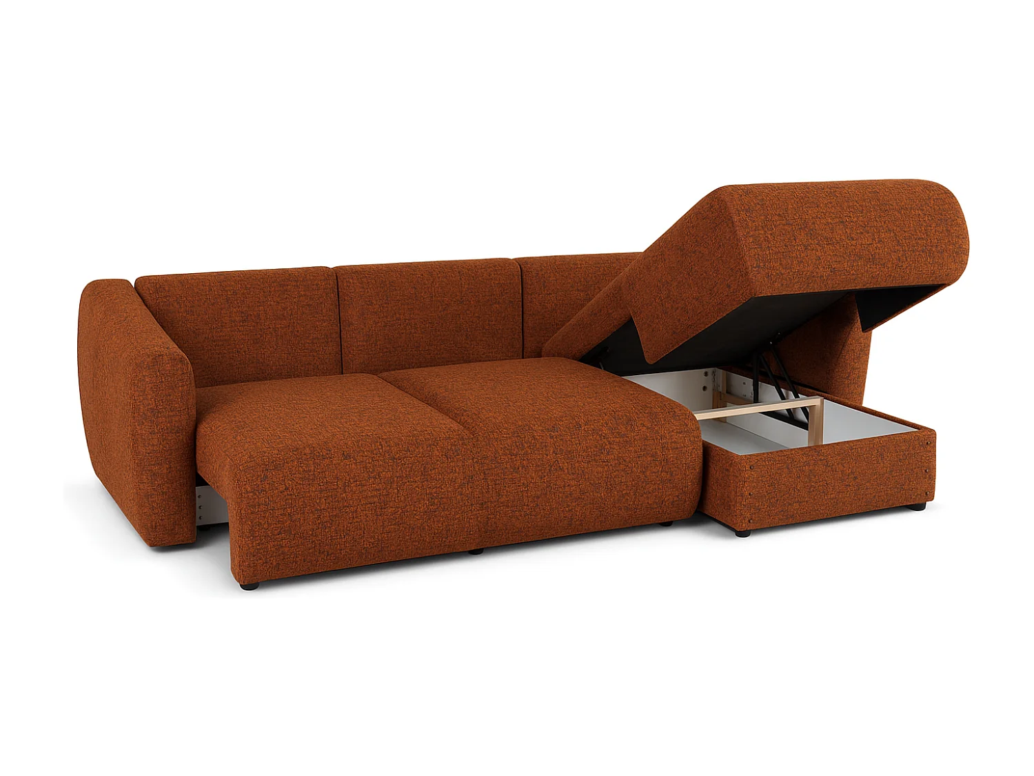 Divano angolare Santi con funzione letto e contenitore – 255×165 cm – moderno, trasformabile, comodo per il soggiorno