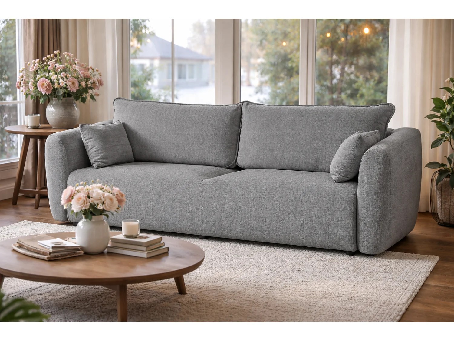 Canapé Santi avec fonction couchage et coffre – canapé moderne et confortable pour le salon