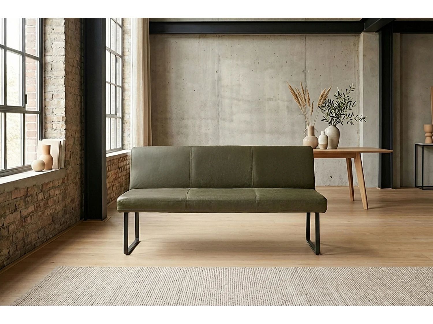 Polsterbank - Grün Leder - ELEEN