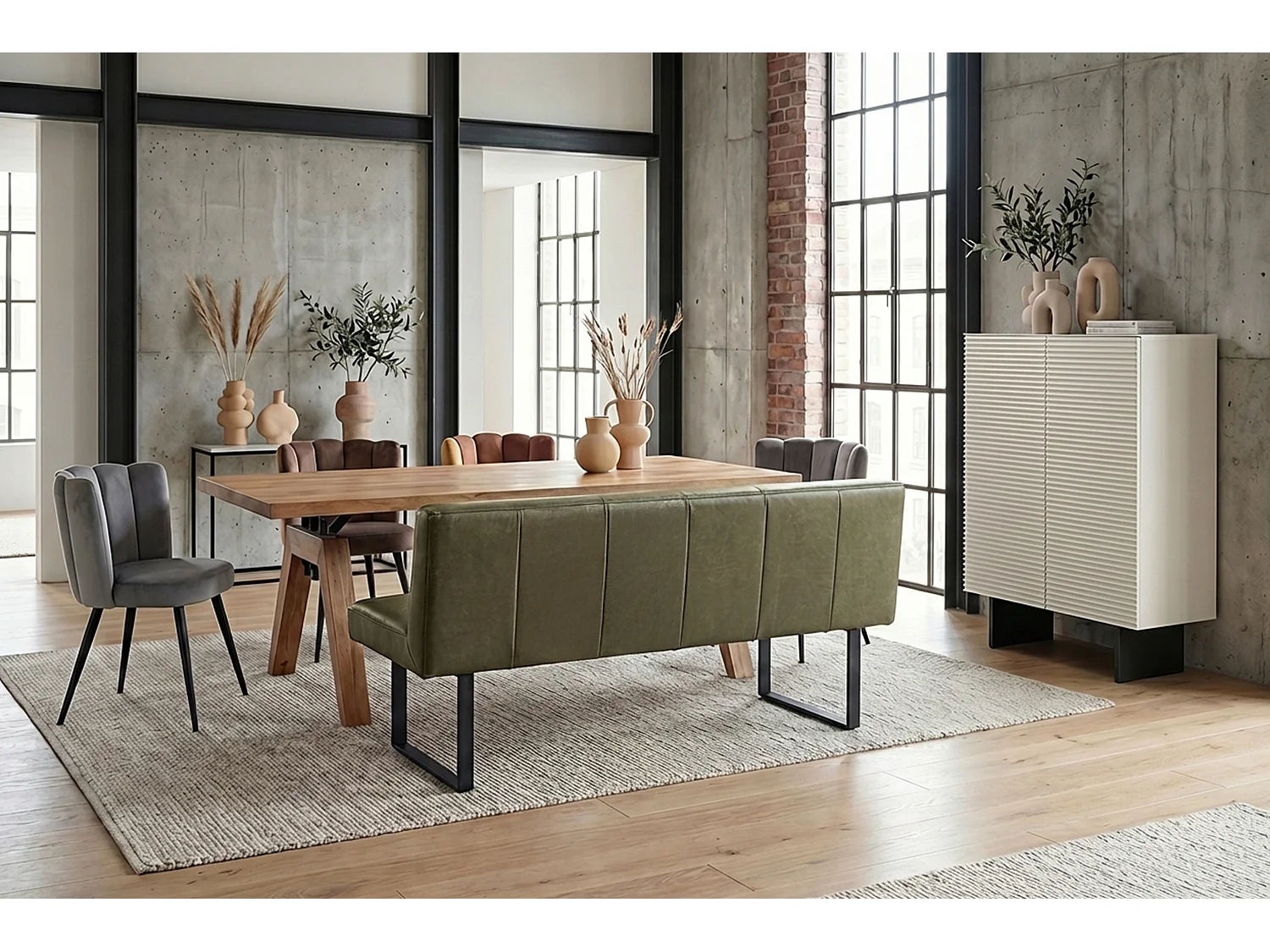 Polsterbank - Grün Leder - ELEEN