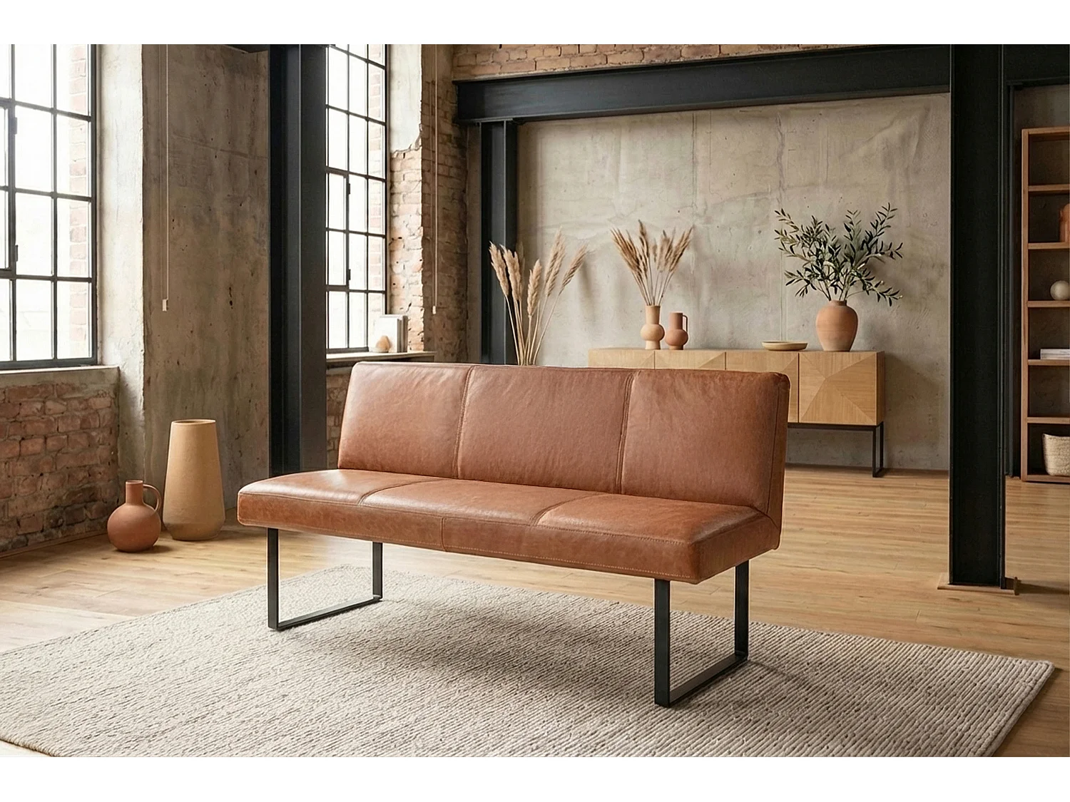 Polsterbank - Braun Leder - ELEEN