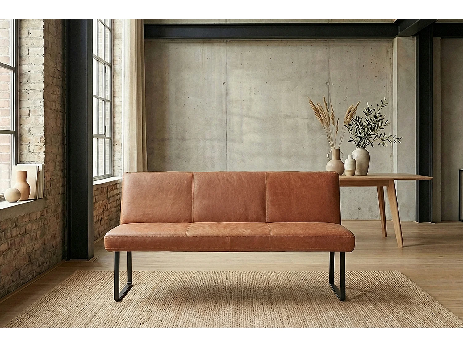 Polsterbank - Braun Leder - ELEEN