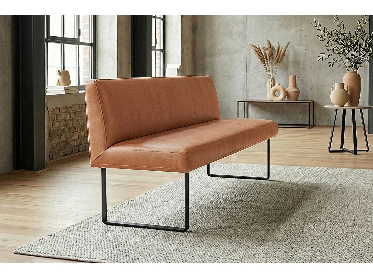 Polsterbank - Braun Leder - ELEEN