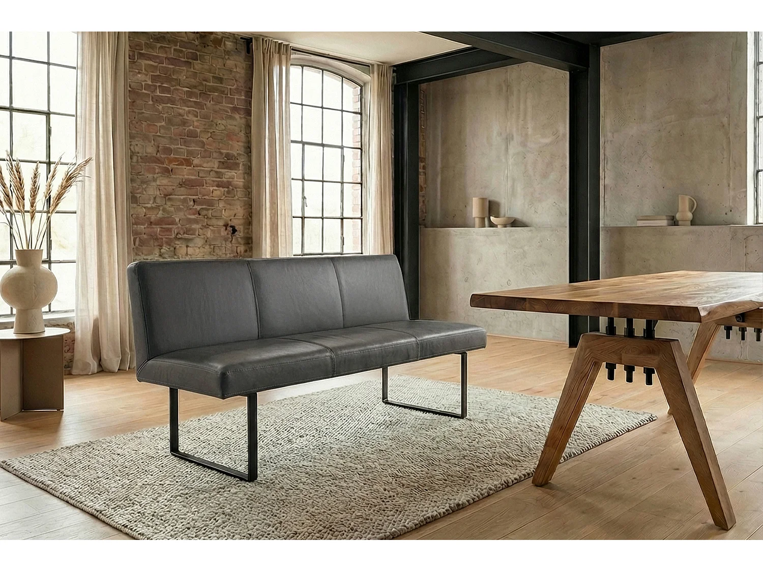 Polsterbank - Anthrazit Leder - ELEEN