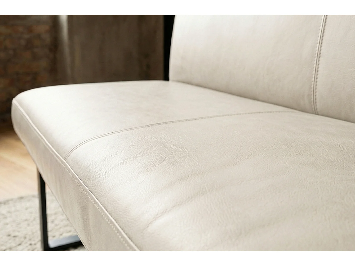 Polsterbank - Hellgrau Leder - ELEEN