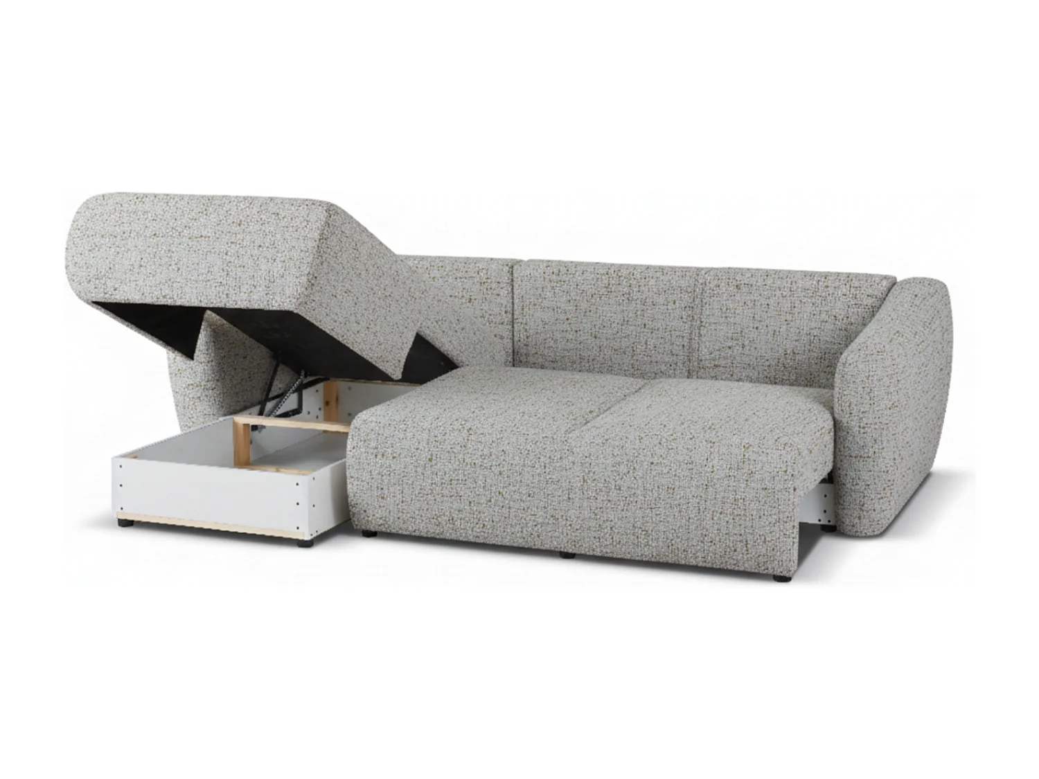 Canapé d’angle Santi avec fonction couchage et coffre – 255×165 cm – moderne, convertible, confortable pour le salon