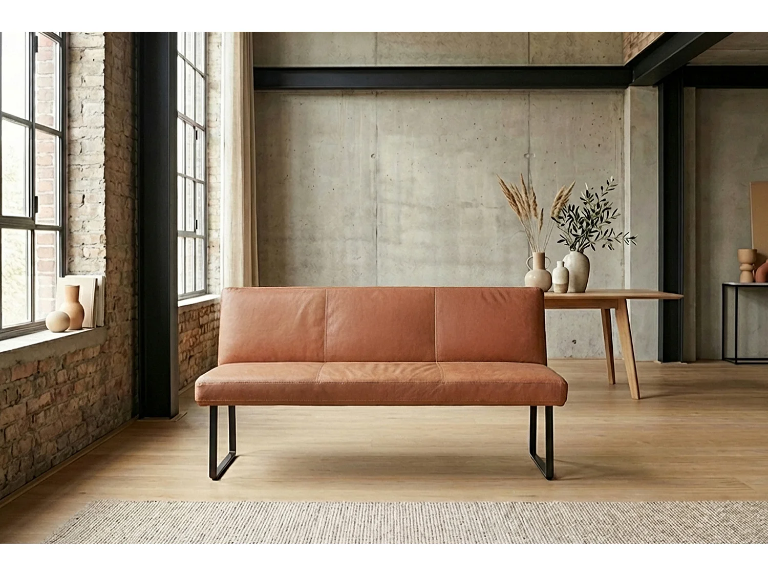 Polsterbank - Braun Leder - ELEEN