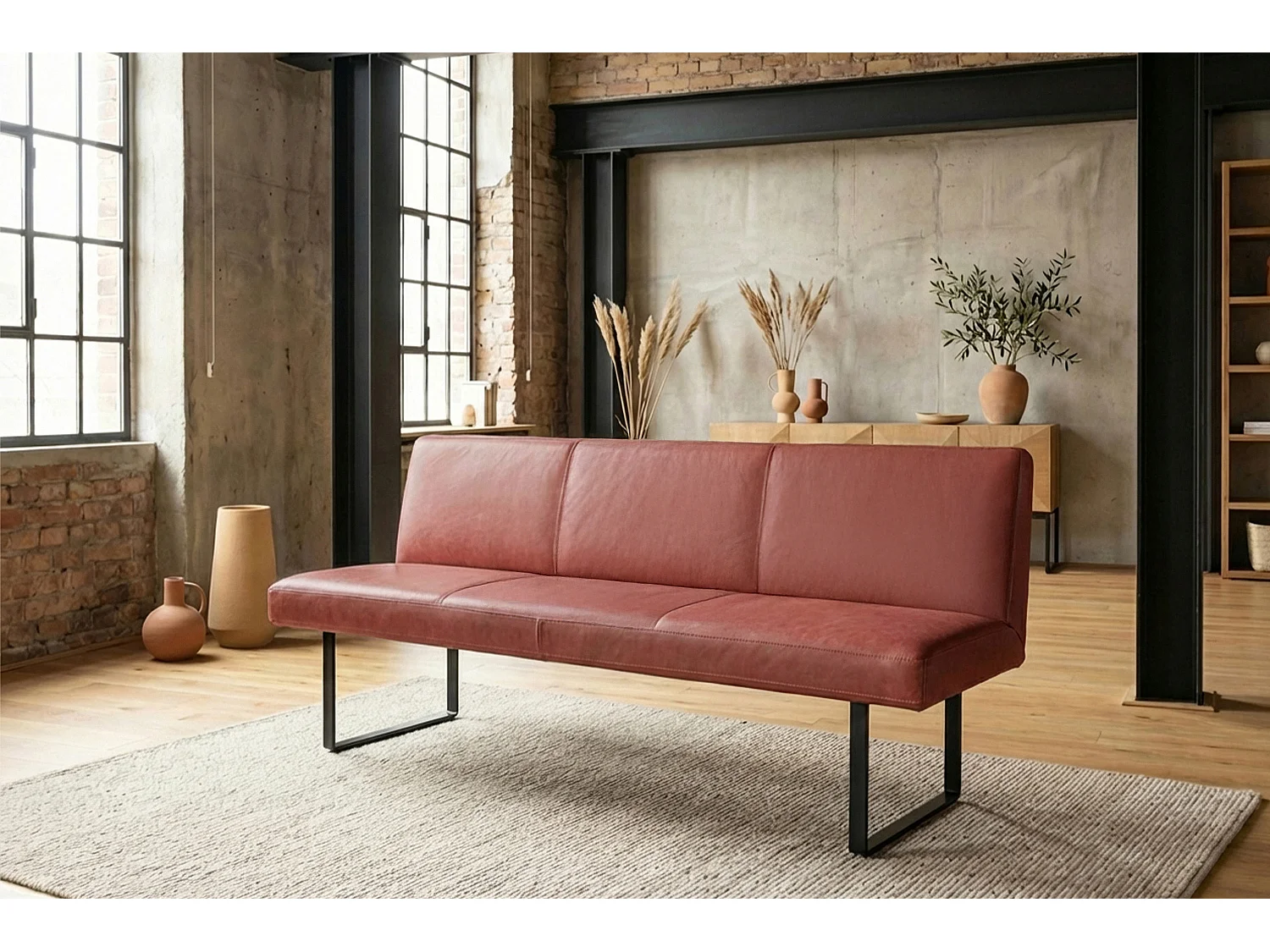 Polsterbank - Rot Leder - ELEEN