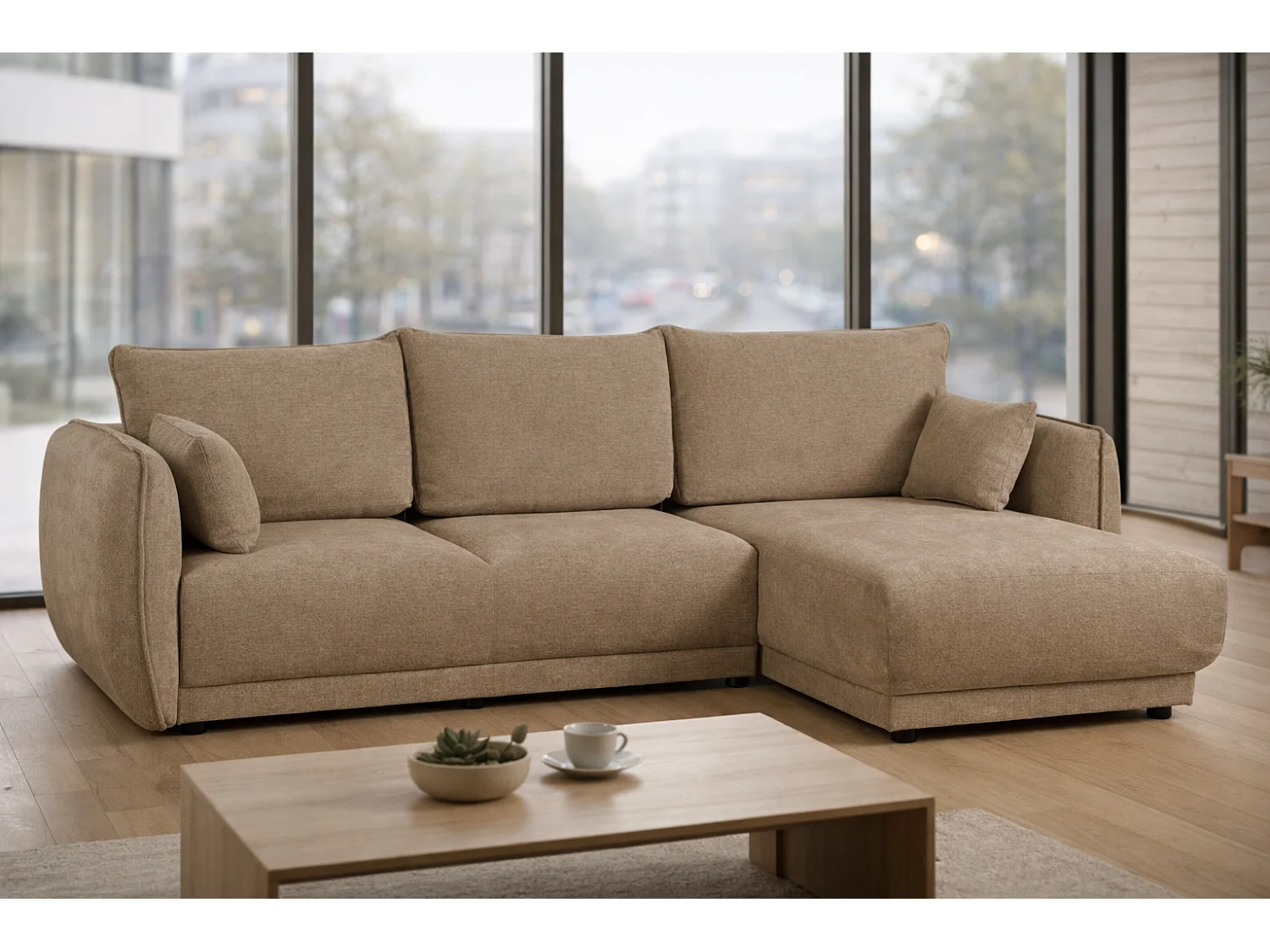 Canapé d’angle Mossa droit convertible avec coffre – canapé moderne pour salon 2 en 2