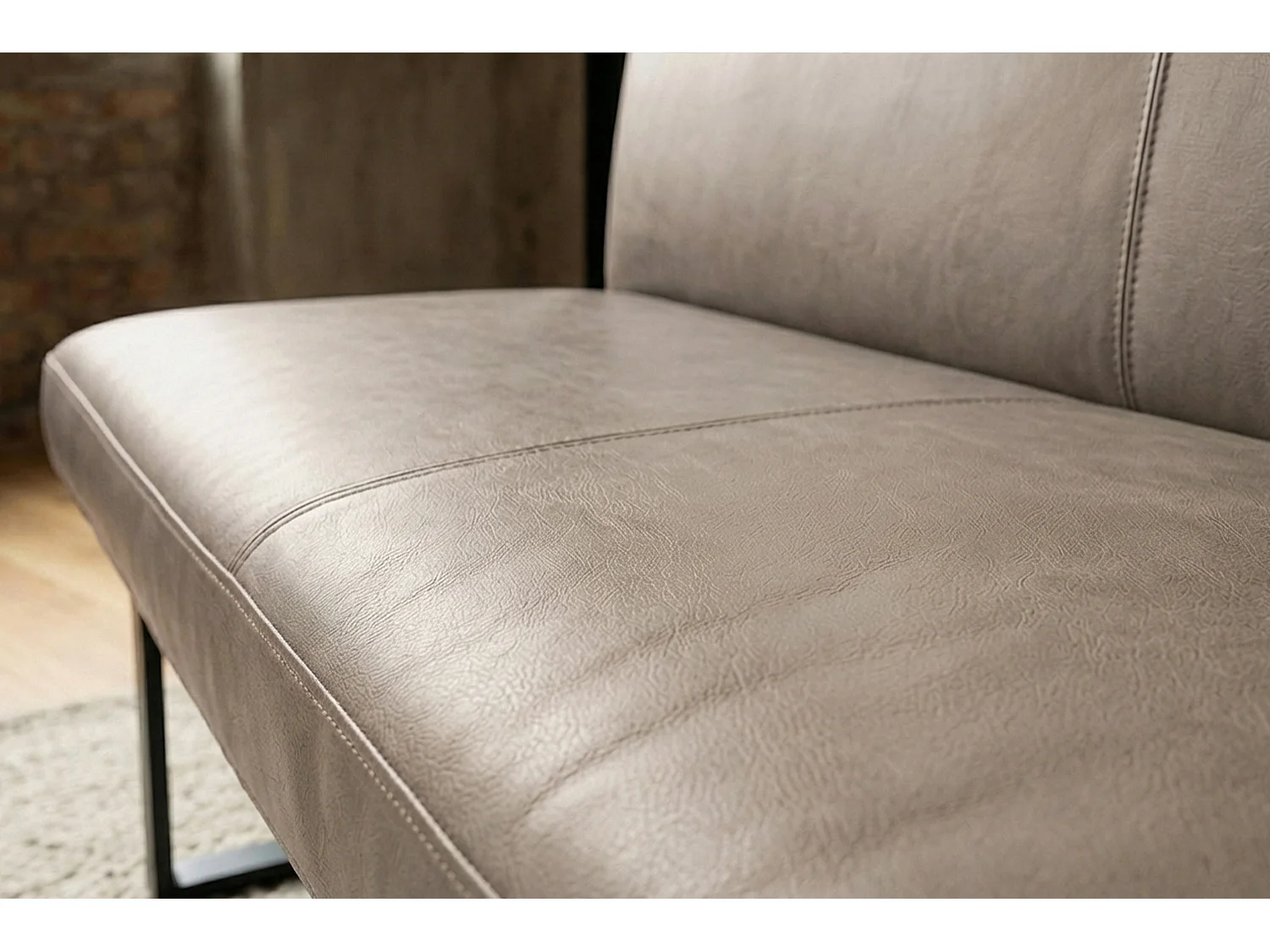 Polsterbank - Grau Leder - ELEEN