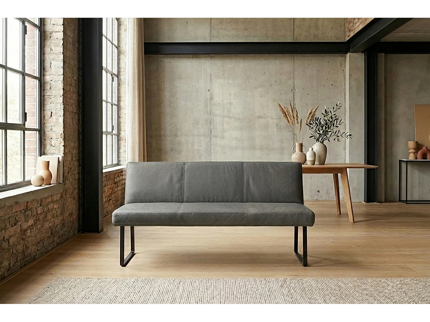 Polsterbank - Anthrazit Leder - ELEEN