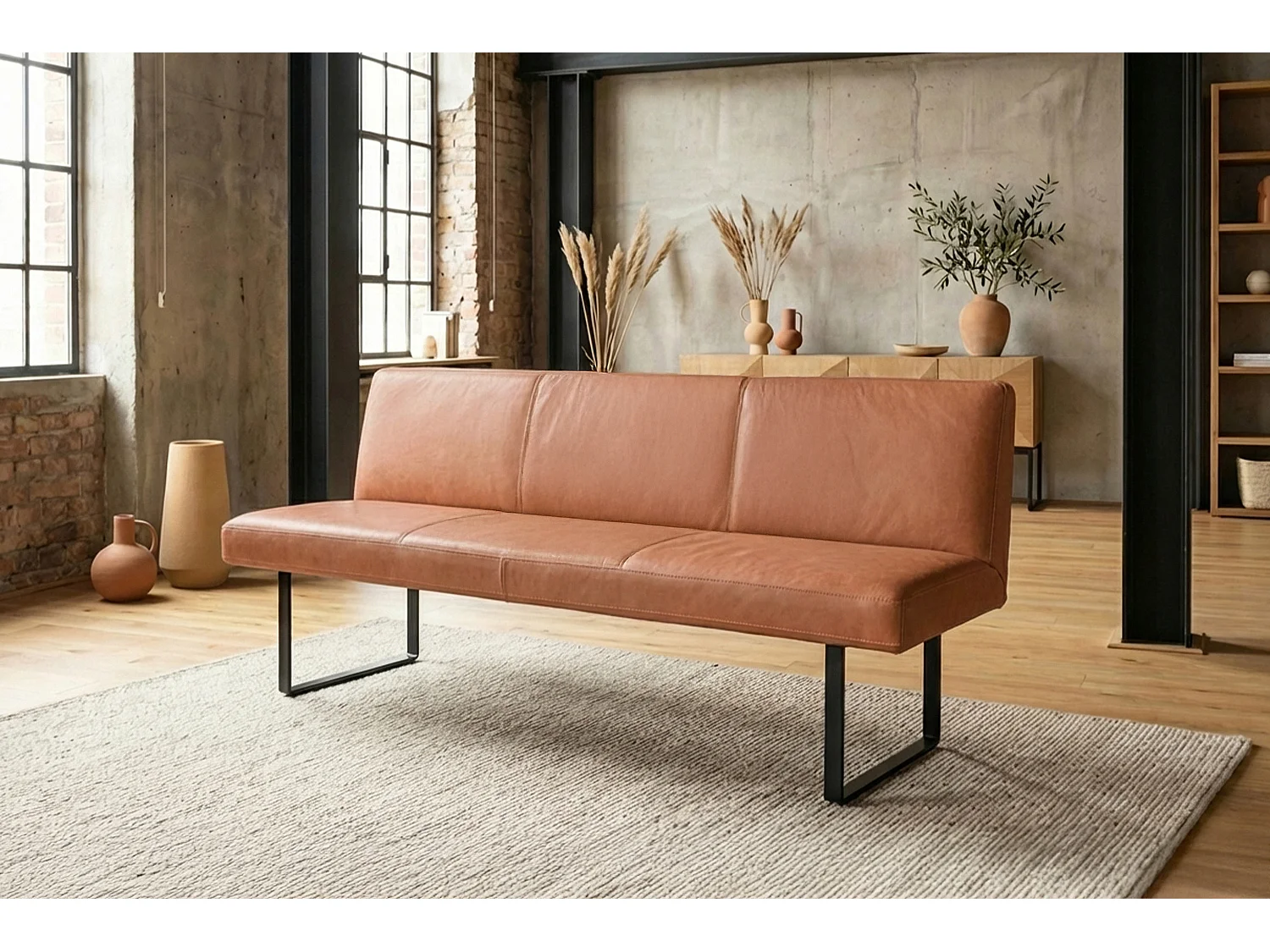 Polsterbank - Braun Leder - ELEEN