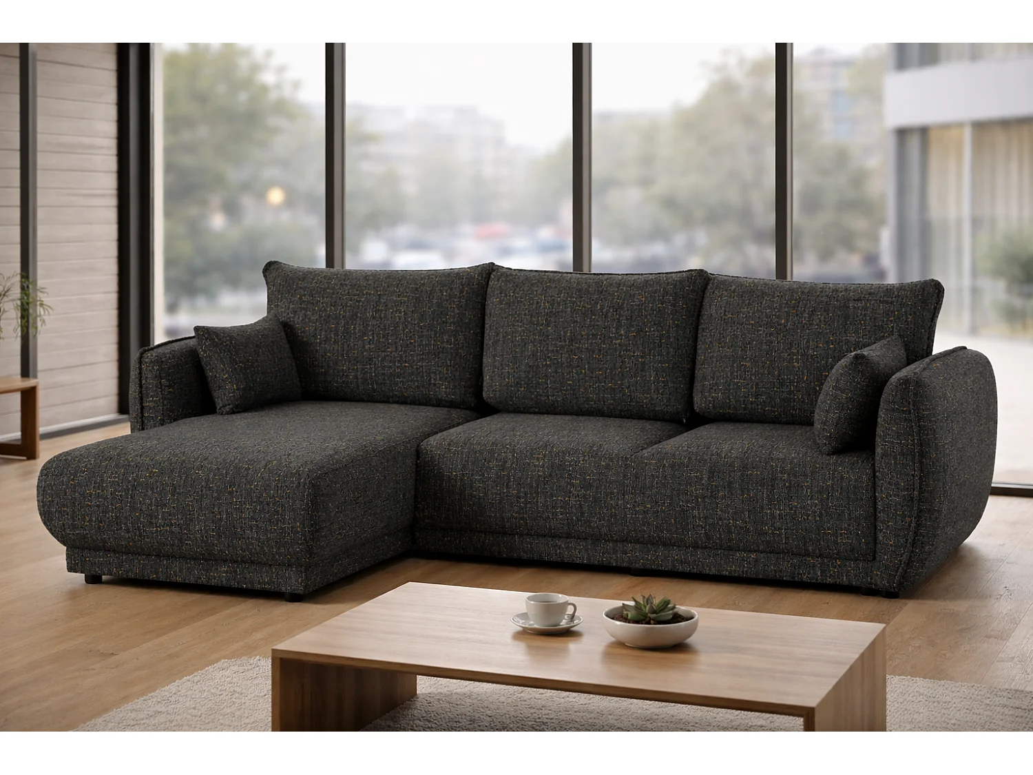 Divano angolare Mossa destro con funzione letto e contenitore – divano moderno 2 in 2