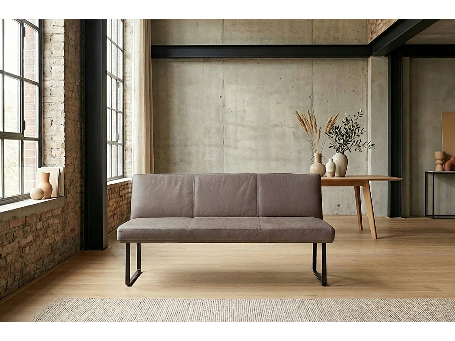 Polsterbank - Dunkelbraun Leder - ELEEN