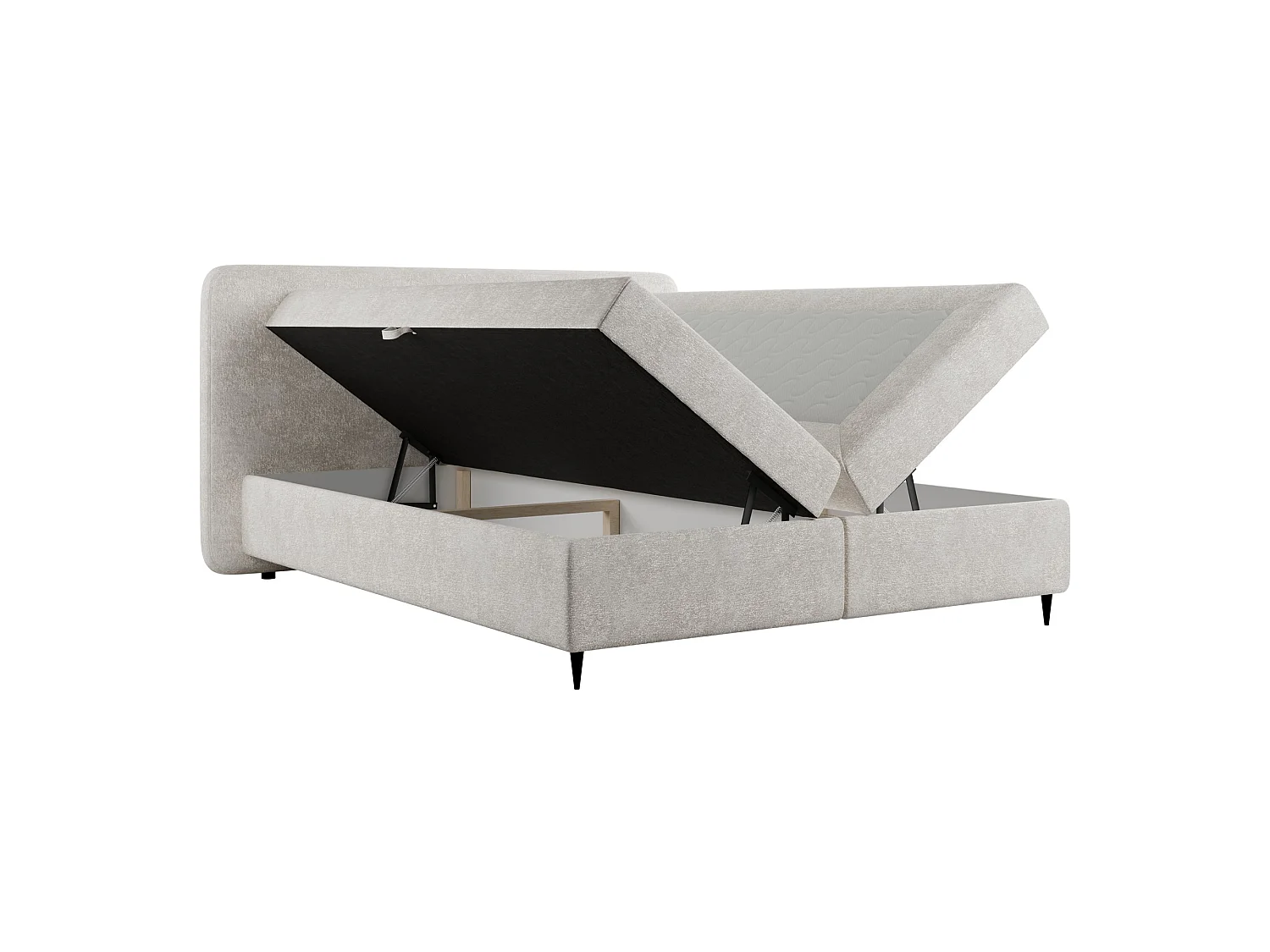 Boxspringbed Boho II met opbergruimte, crème, 160x200 cm