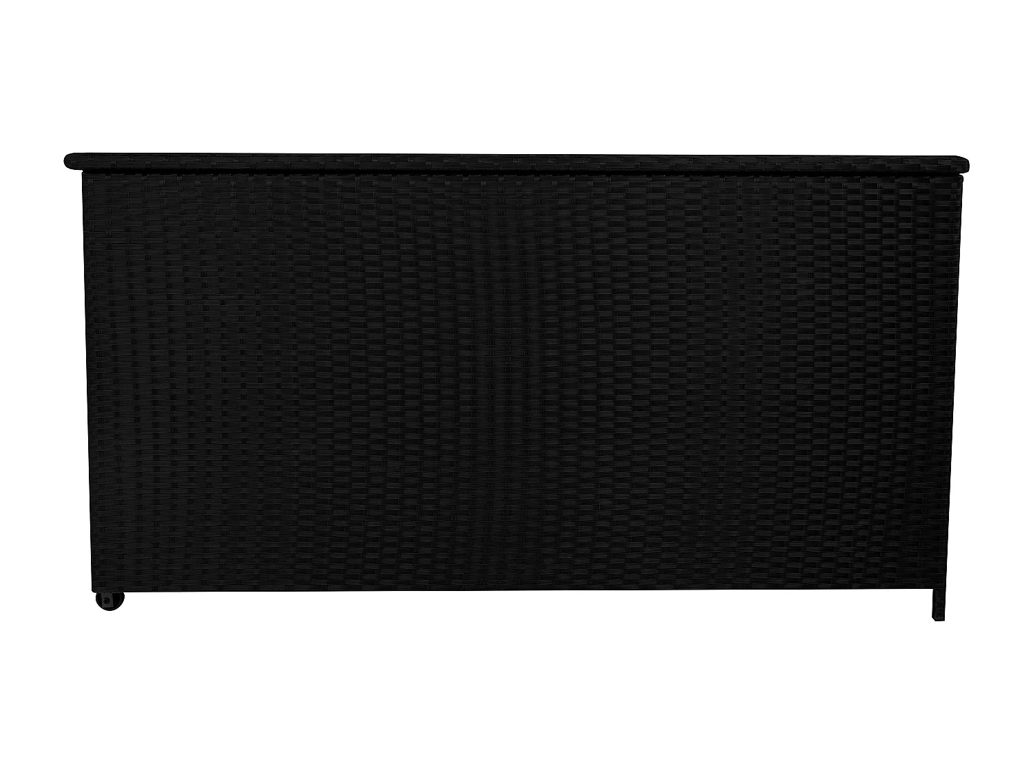 Baú de arrumação em Rattan 700L Preto, Baú grande para almofadas de jardim, impermeável com forro interior, tampa com pistões, resistente aos raios UV