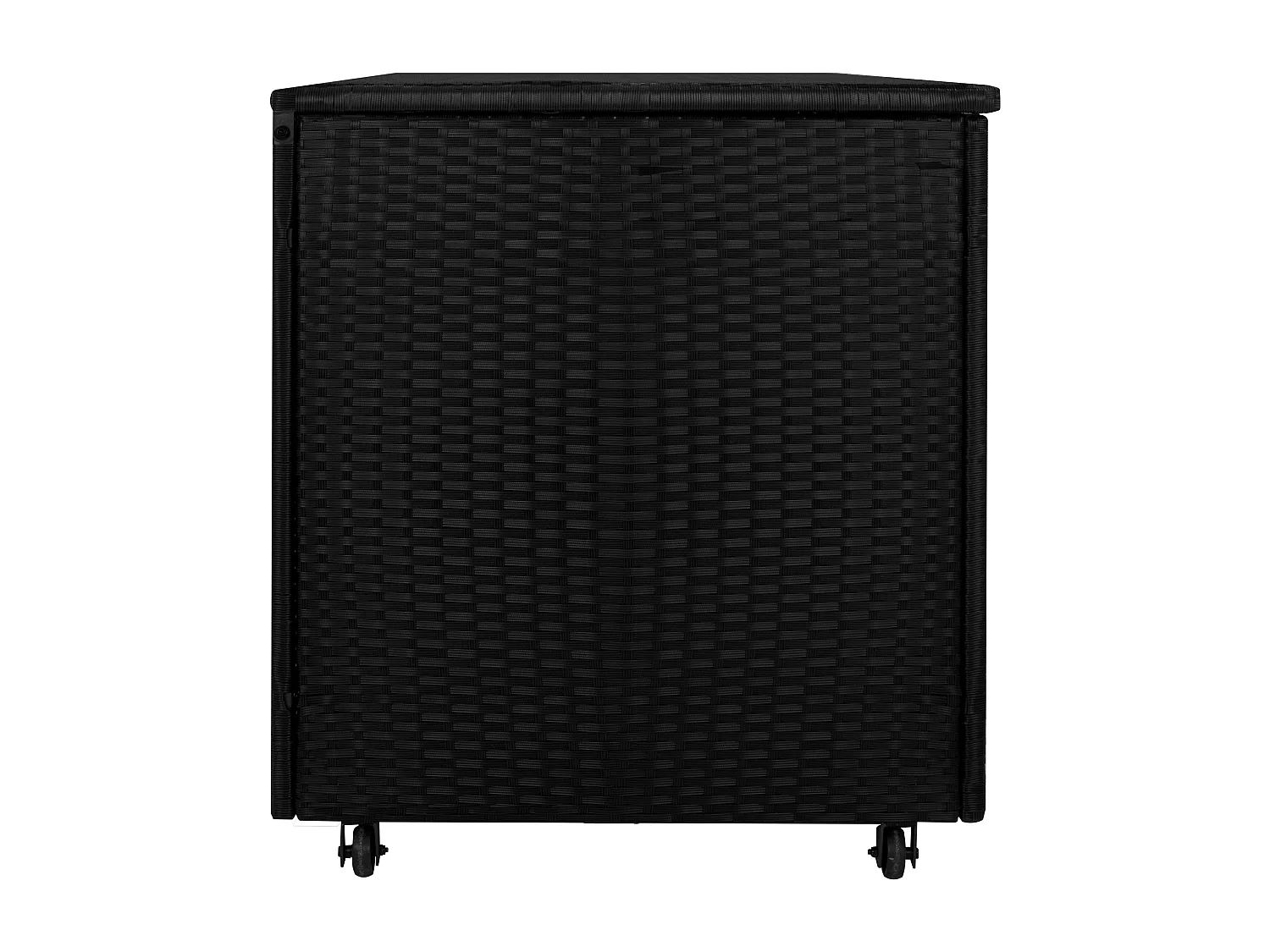 Baú de arrumação em Rattan 700L Preto, Baú grande para almofadas de jardim, impermeável com forro interior, tampa com pistões, resistente aos raios UV