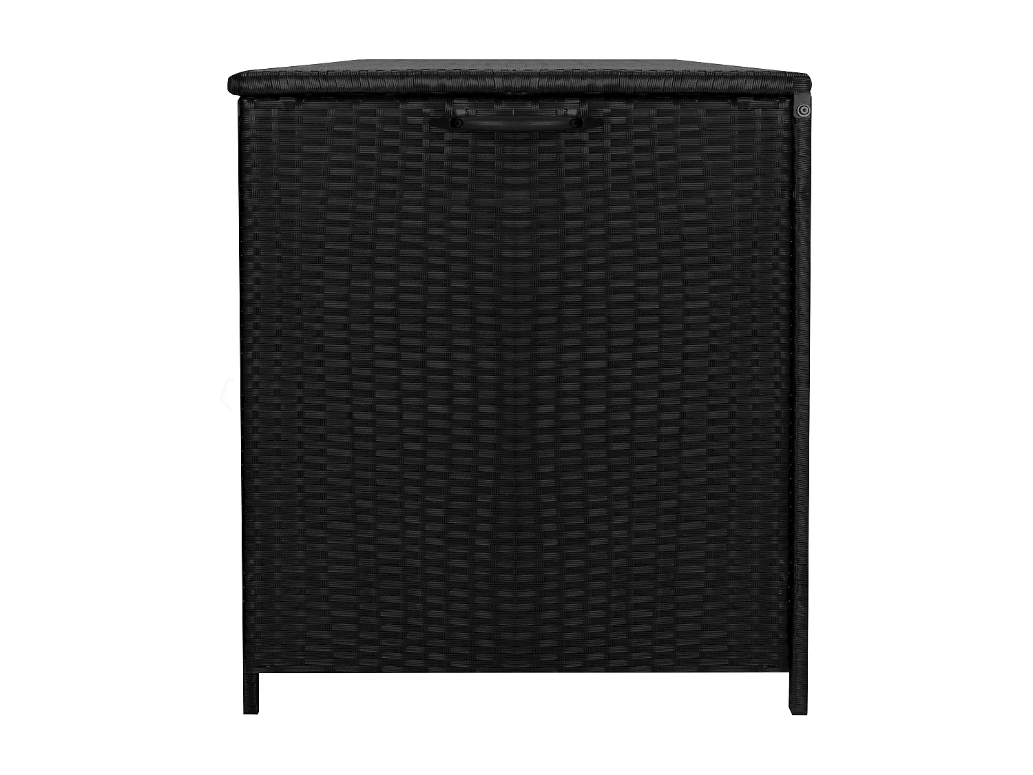 Baú de arrumação em Rattan 700L Preto, Baú grande para almofadas de jardim, impermeável com forro interior, tampa com pistões, resistente aos raios UV