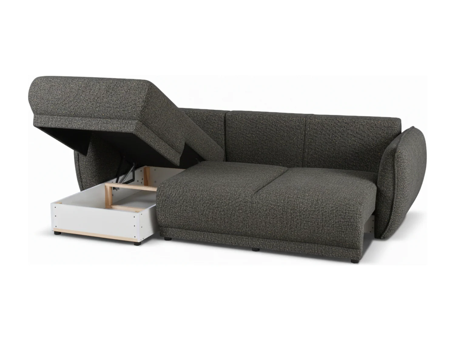 Canapé d’angle Mossa gauche convertible avec coffre – canapé moderne pour salon 2 en 1