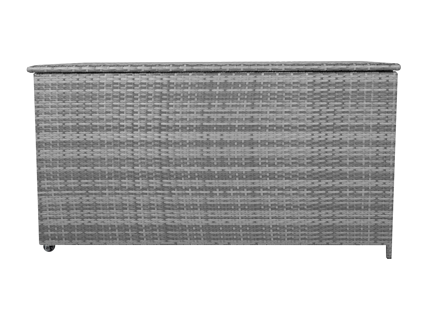 Baú de arrumação em Rattan 700L Cinzento, Baú grande para almofadas de jardim, impermeável com forro interior, tampa com pistões, resistente aos raios UV