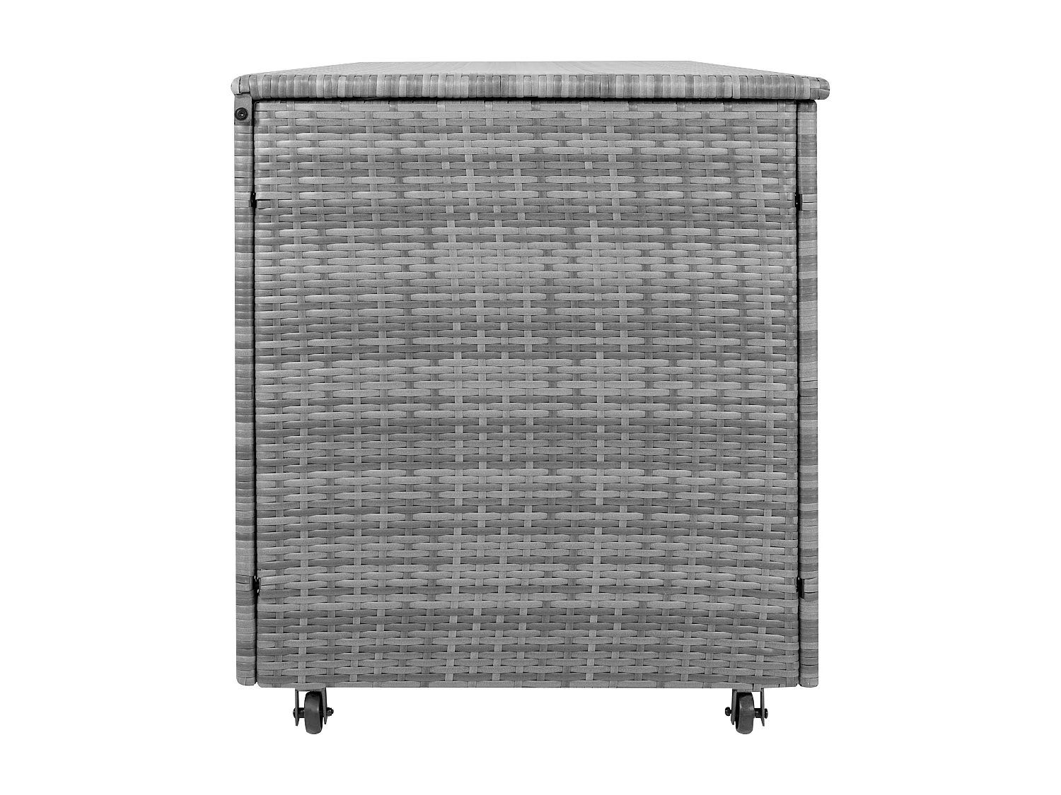 Baú de arrumação em Rattan 700L Cinzento, Baú grande para almofadas de jardim, impermeável com forro interior, tampa com pistões, resistente aos raios UV