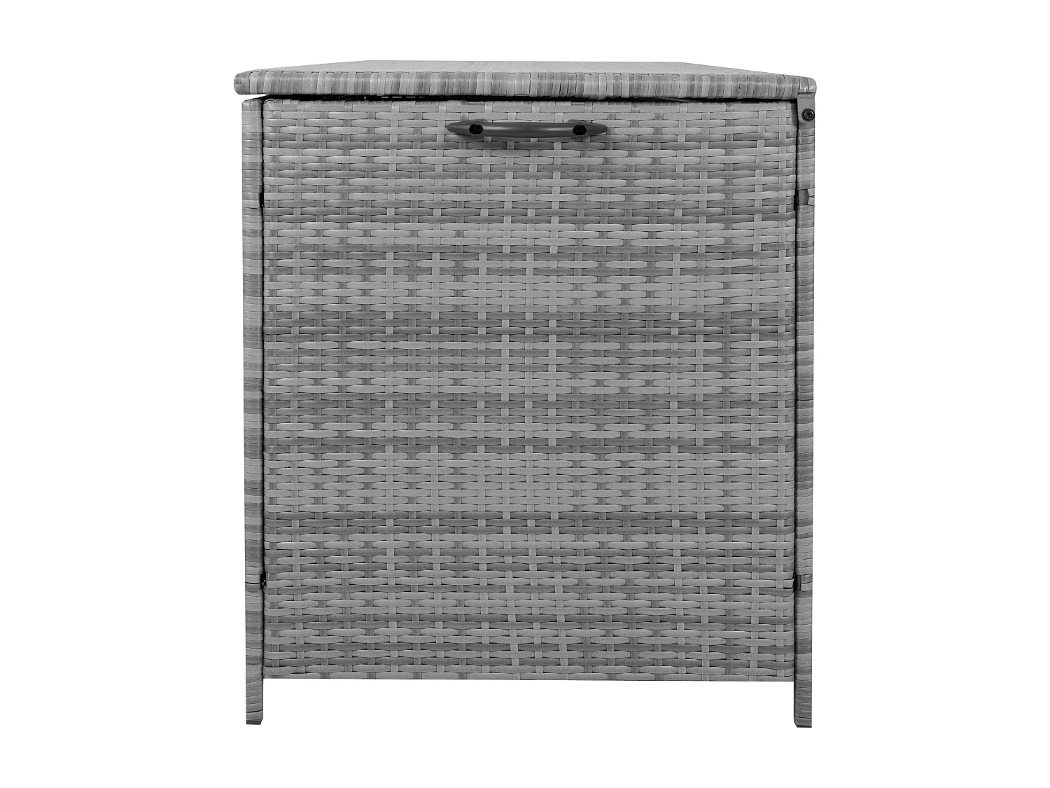 Baú de arrumação em Rattan 700L Cinzento, Baú grande para almofadas de jardim, impermeável com forro interior, tampa com pistões, resistente aos raios UV