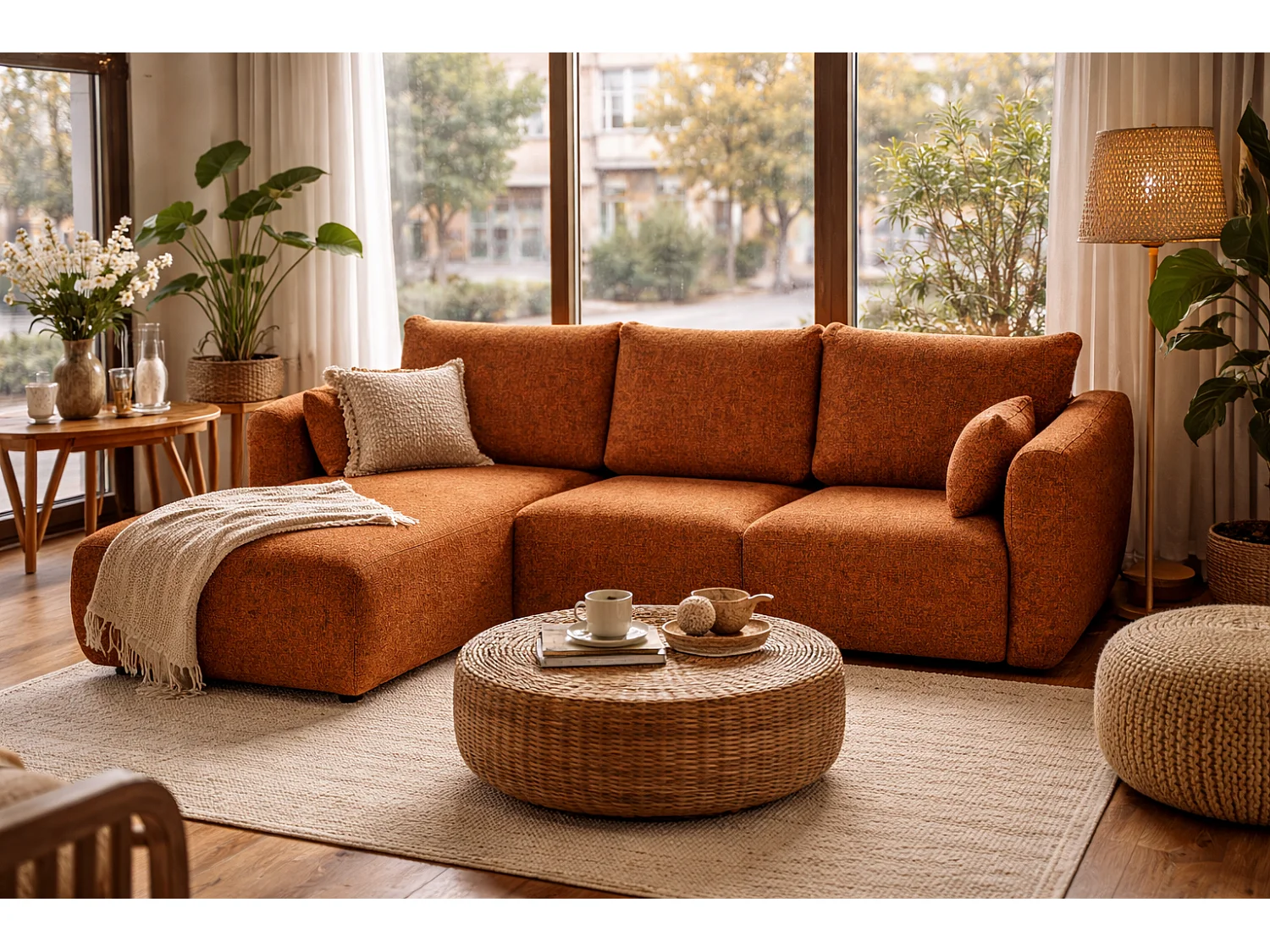 Canapé d’angle Santi avec fonction couchage et coffre – 255×165 cm – moderne, convertible, confortable pour le salon