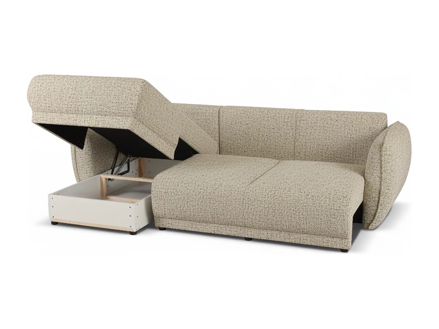 Canapé d’angle Mossa gauche convertible avec coffre – canapé moderne pour salon 2 en 1