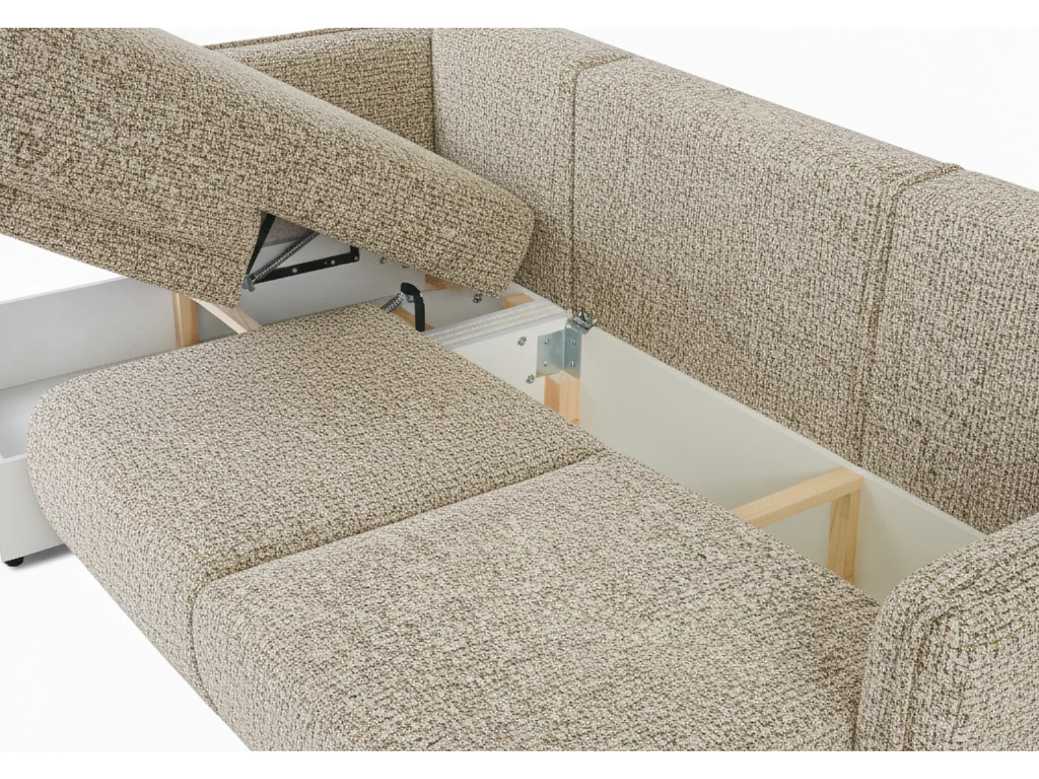 Canapé d’angle Mossa gauche convertible avec coffre – canapé moderne pour salon 2 en 1