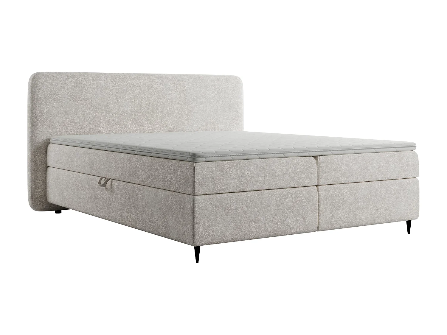 Boxspringbett BOHO II  180x200 Bouclé Cremeweiß inkl. Topper, 2 Matratzen & 2 Bettkästen