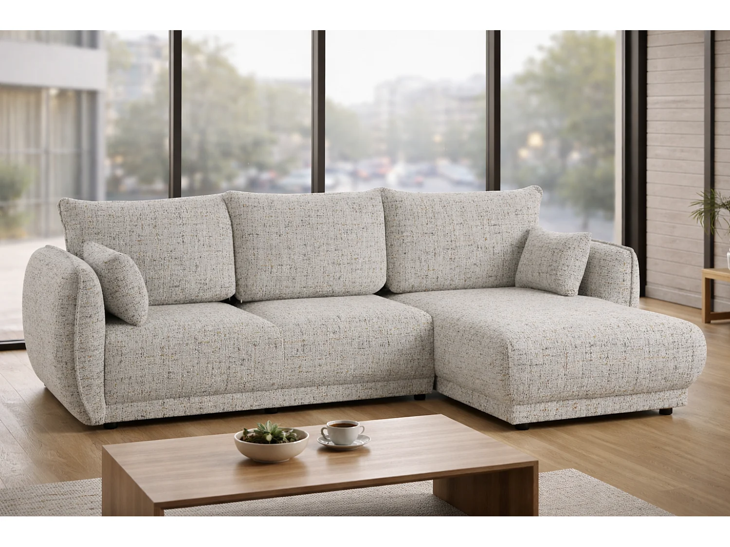 Divano angolare Mossa destro con funzione letto e contenitore – divano moderno 2 in 2