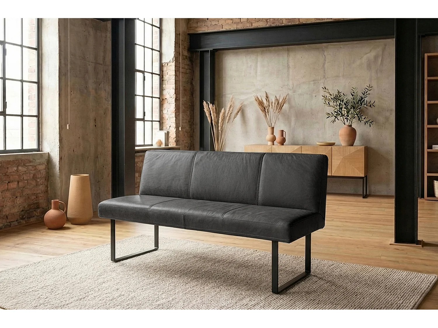 Polsterbank - Schwarz Leder - ELEEN