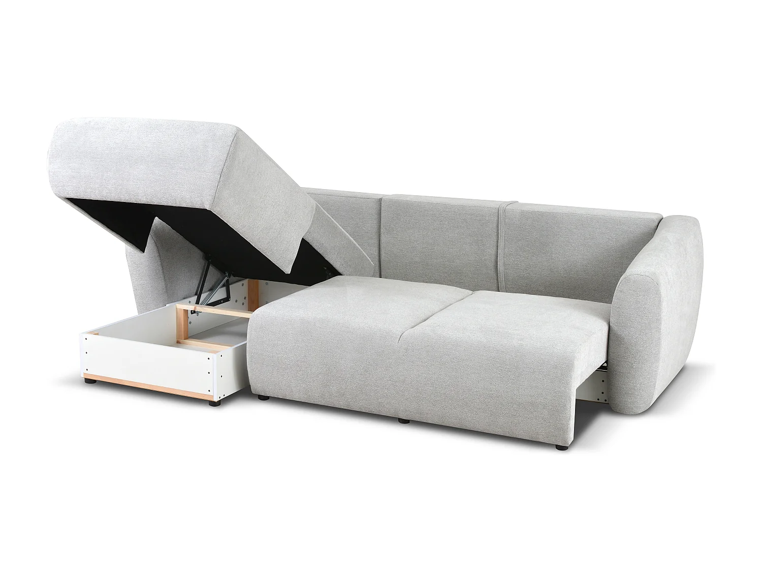 Canapé d’angle Santi avec fonction couchage et coffre – 255×165 cm – moderne, convertible, confortable pour le salon