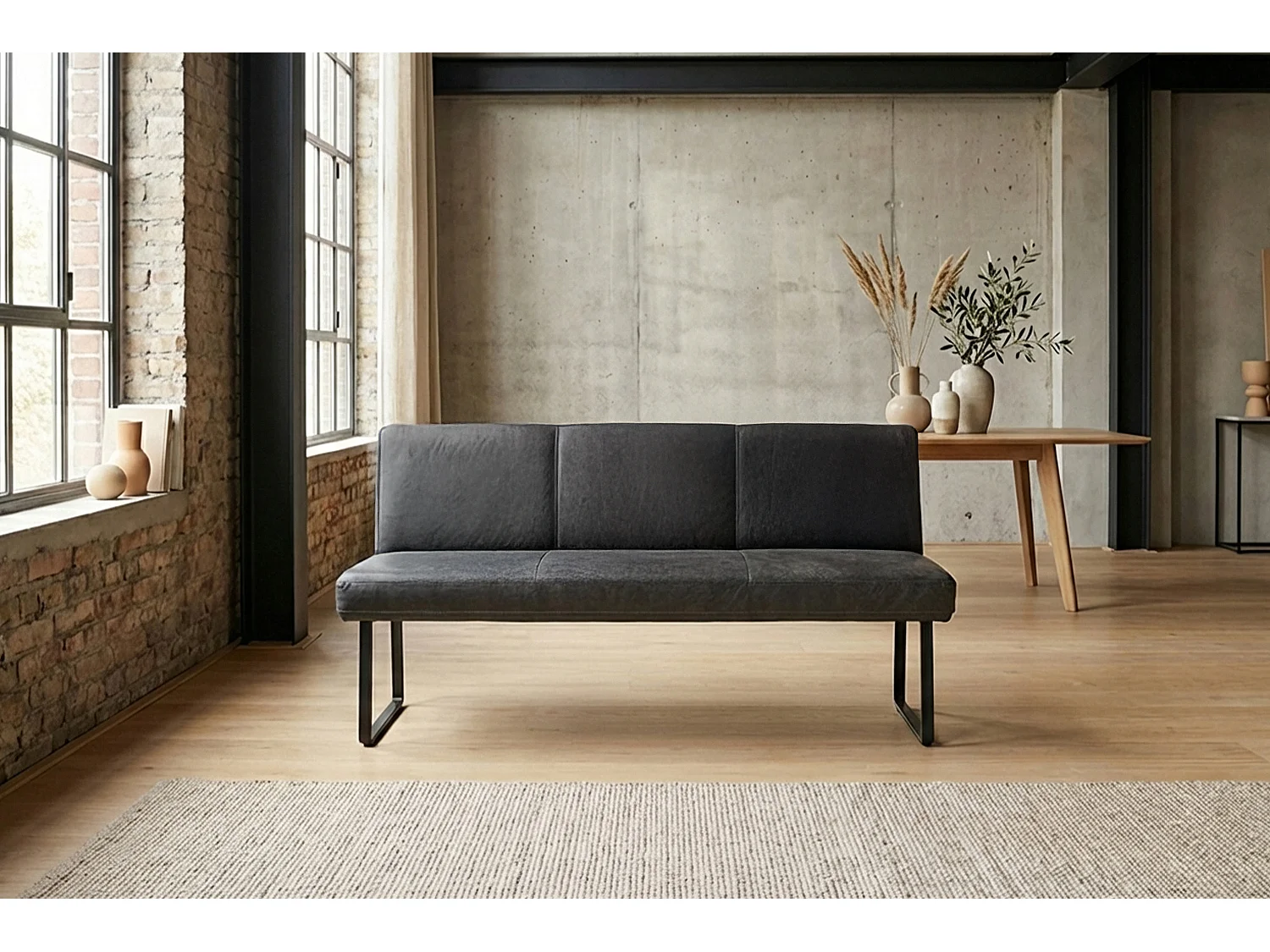 Polsterbank - Schwarz Leder - ELEEN