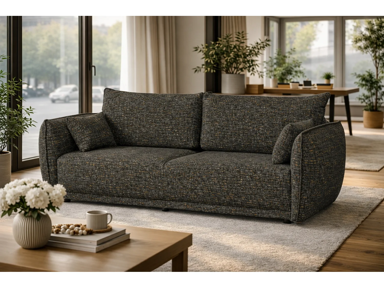 Canapé MOSSA avec fonction couchage et coffre – canapé moderne et confortable pour le salon