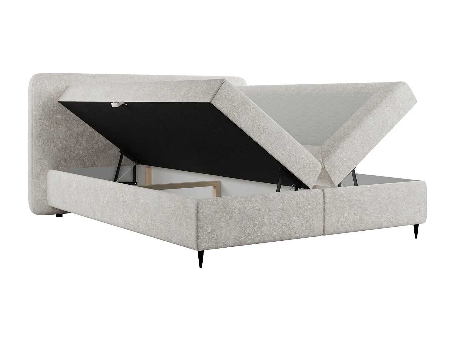 Boxspringbett BOHO II 160x200 Bouclé Beige inkl. Topper, 2 Matratzen & 2 Bettkästen