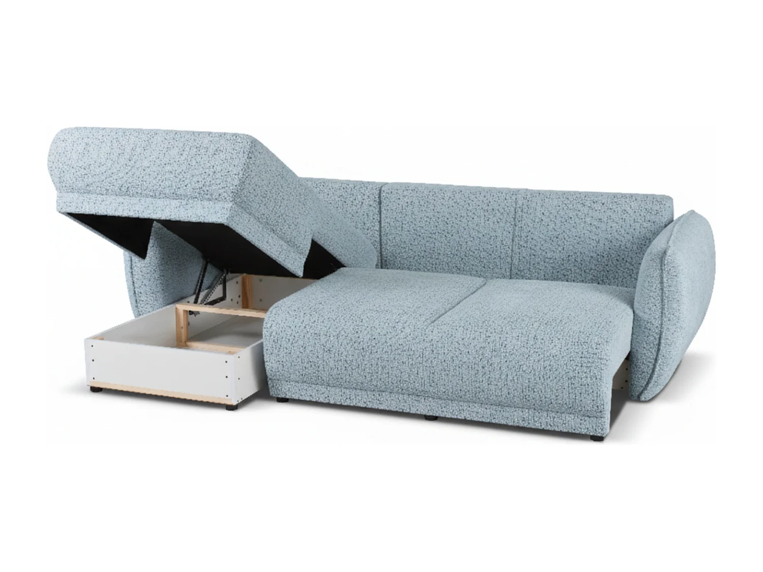 Canapé d’angle Mossa gauche convertible avec coffre – canapé moderne pour salon 2 en 1